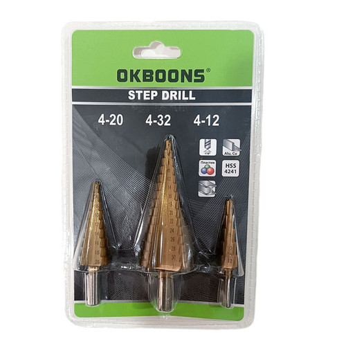 مته کاجی پله ای اکبونس مدل OKBOONS مجموعه 3 عددی