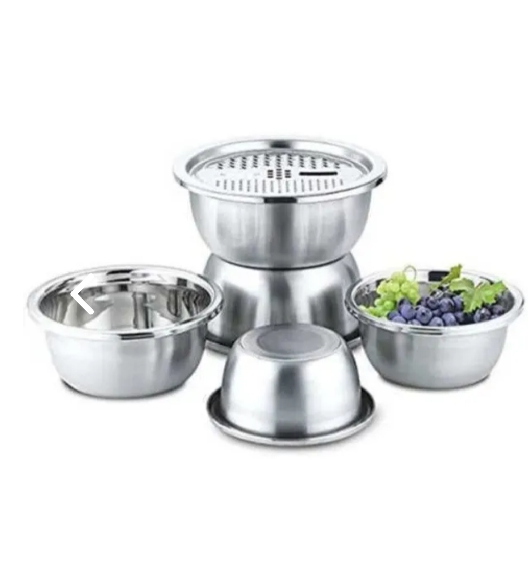 🥣 کاسه استیل ۶ پارچه یونیک مکس مدل UM305 | همراه درب رنده‌دار